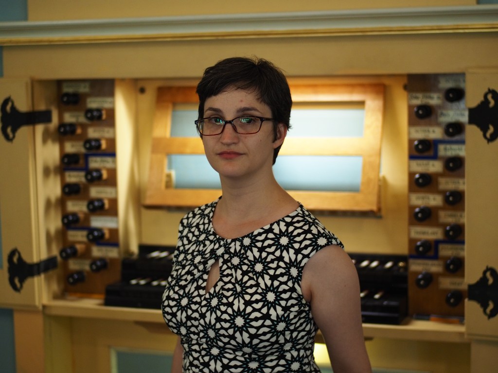 The author at one of her favorite organs to play